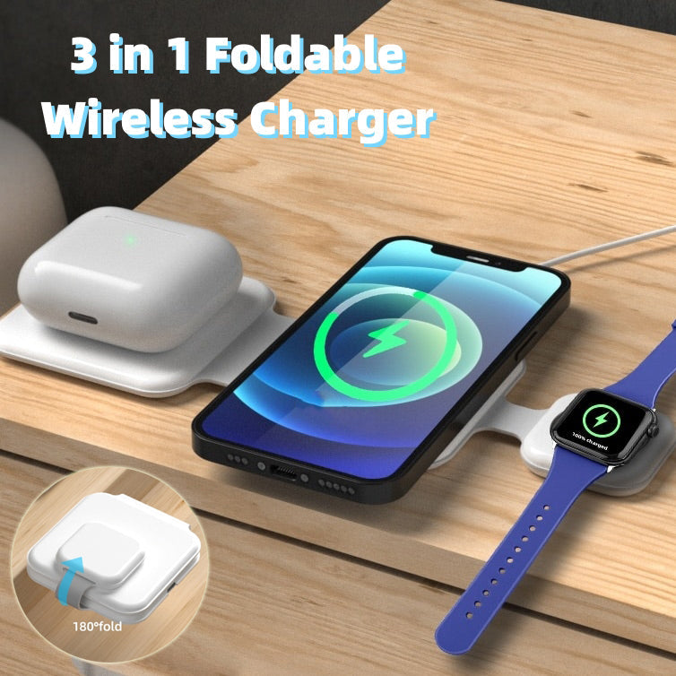 Foldable 3-in-1 Magnetic Wireless Charger