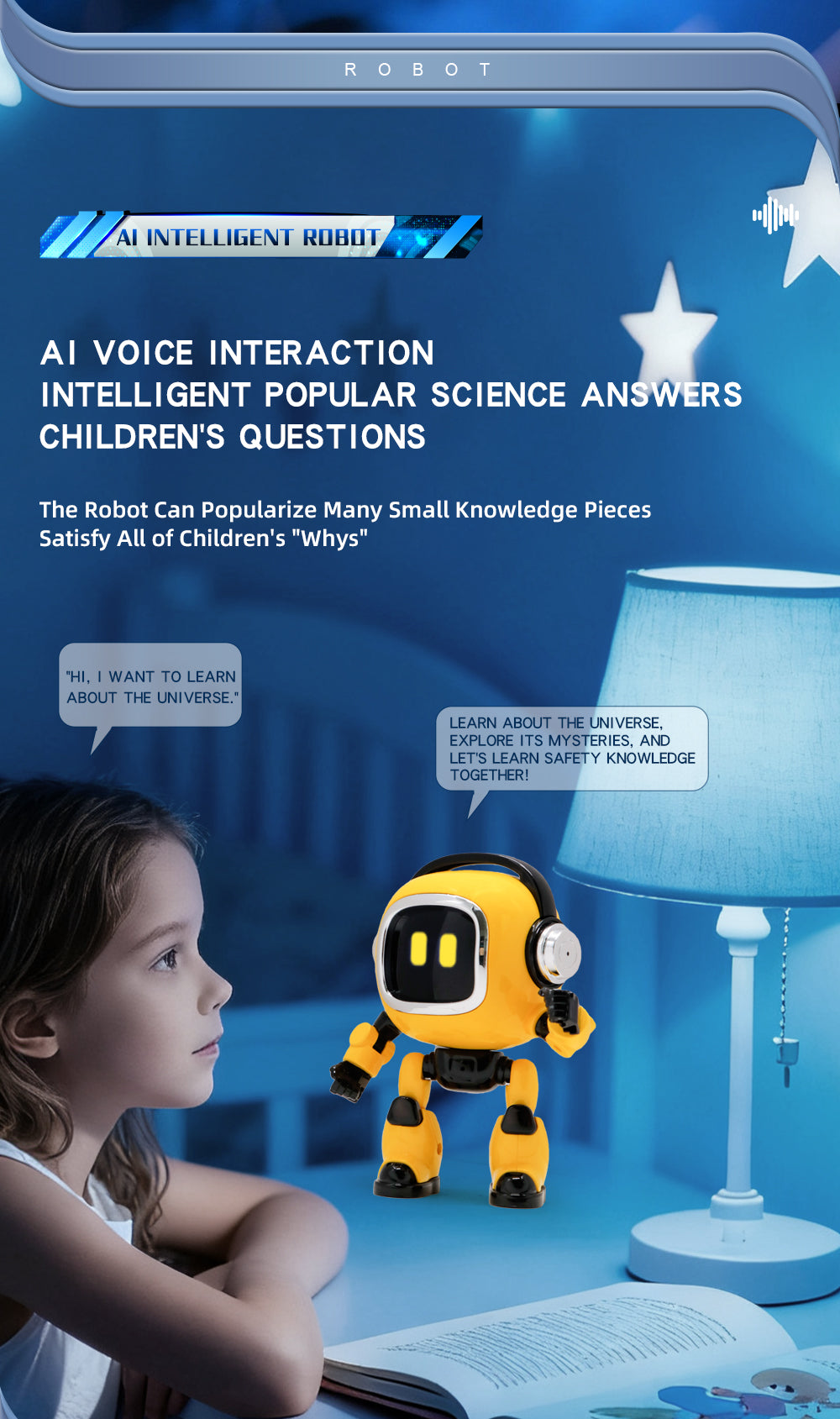Tech Star AI Robot – Voice-Controlled Learning & Companion Toy for Kids