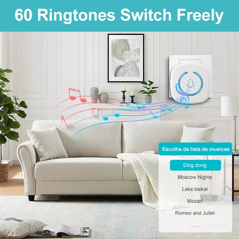 300m Wireless Doorbell with 60 Chimes