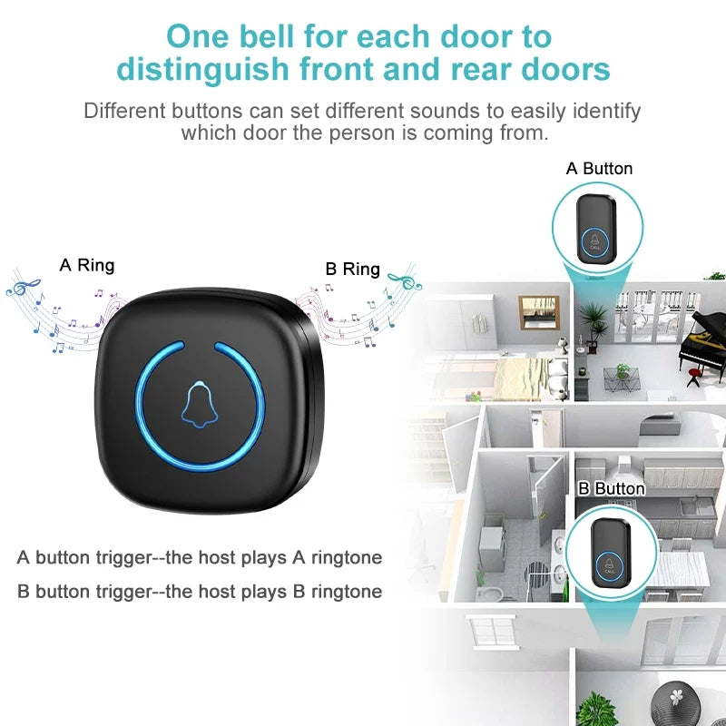 300m Wireless Doorbell with 60 Chimes