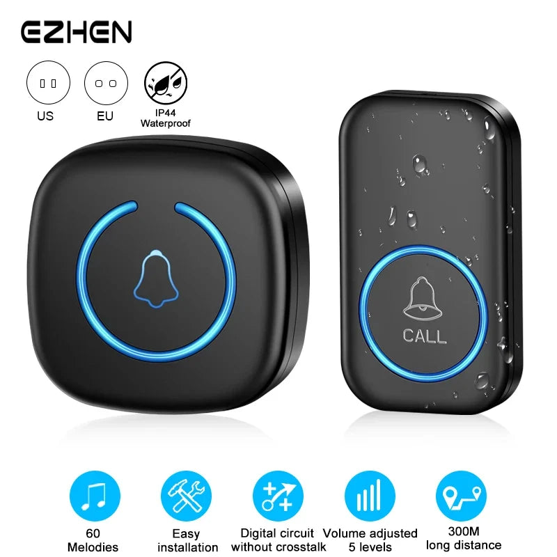 300m Wireless Doorbell with 60 Chimes