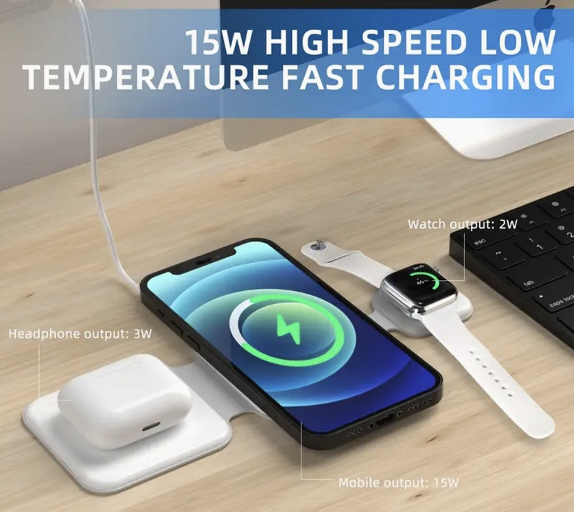 Foldable 3-in-1 Magnetic Wireless Charger