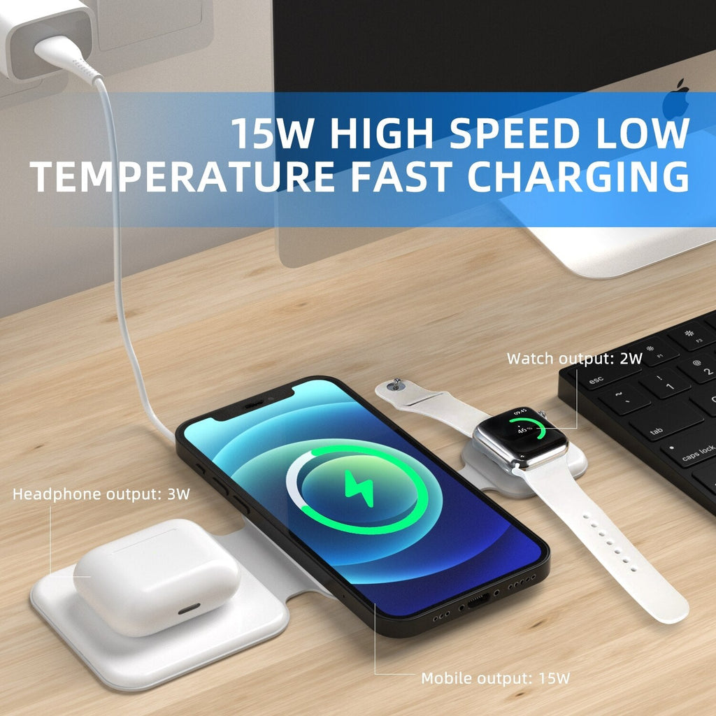 Foldable 3-in-1 Magnetic Wireless Charger
